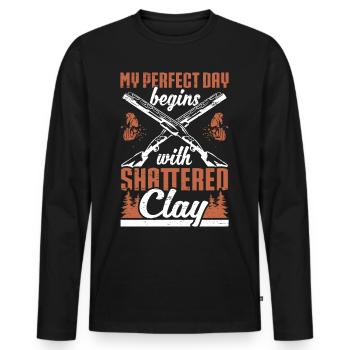 Clay Pigeon Shooting & Funny Sport Shooter Clay Pigeons - T-shirt manches longues Premium bio Homme - noir - Devant - Nico (187cm)