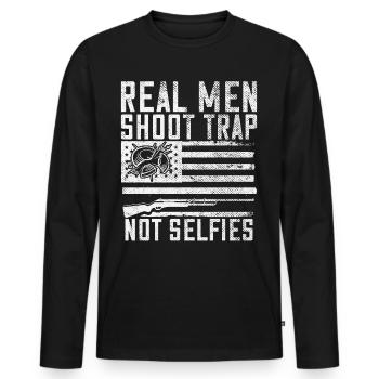 Tontaubenschießen & Lustige Sportschütze Tontauben - Männer Premium Bio Langarmshirt - Schwarz - Vorne - Nico (187cm)