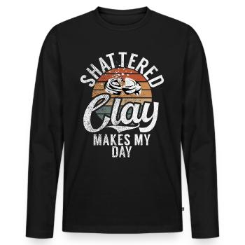 Clay Pigeon Shooting & Funny Sport Shooter Clay Pigeons - T-shirt manches longues Premium bio Homme - noir - Devant - Nico (187cm)