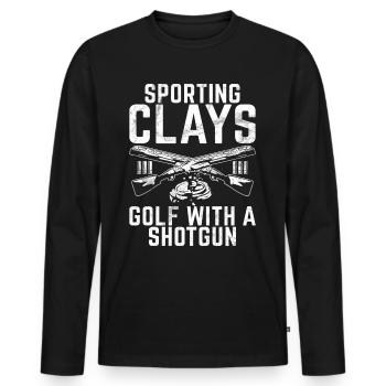 Clay Pigeon Shooting & Funny Sport Shooter Clay Pigeons - T-shirt manches longues Premium bio Homme - noir - Devant - Nico (187cm)