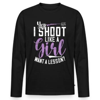 Tontaubenschießen & Lustige Sportschütze Tontauben - Männer Premium Bio Langarmshirt - Schwarz - Vorne - Nico (187cm)