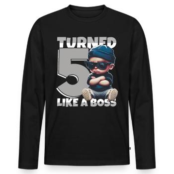 Bébé 5ème anniversaire Jeunes filles comme un patron - T-shirt manches longues Premium bio Homme - noir - Devant - Nico (187cm)