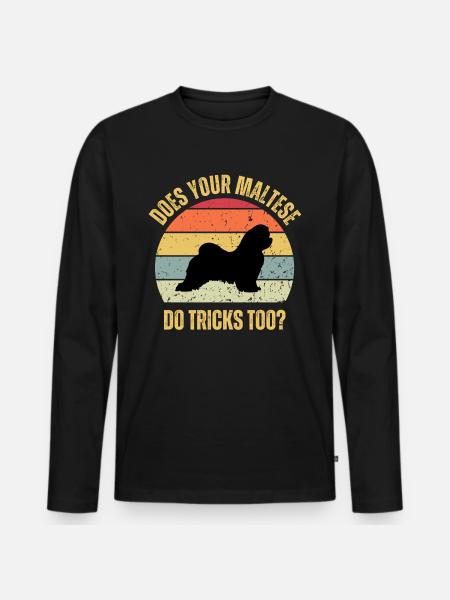 Macht Ihr Malteser auch Tricks - Männer Premium Bio Langarmshirt - Schwarz