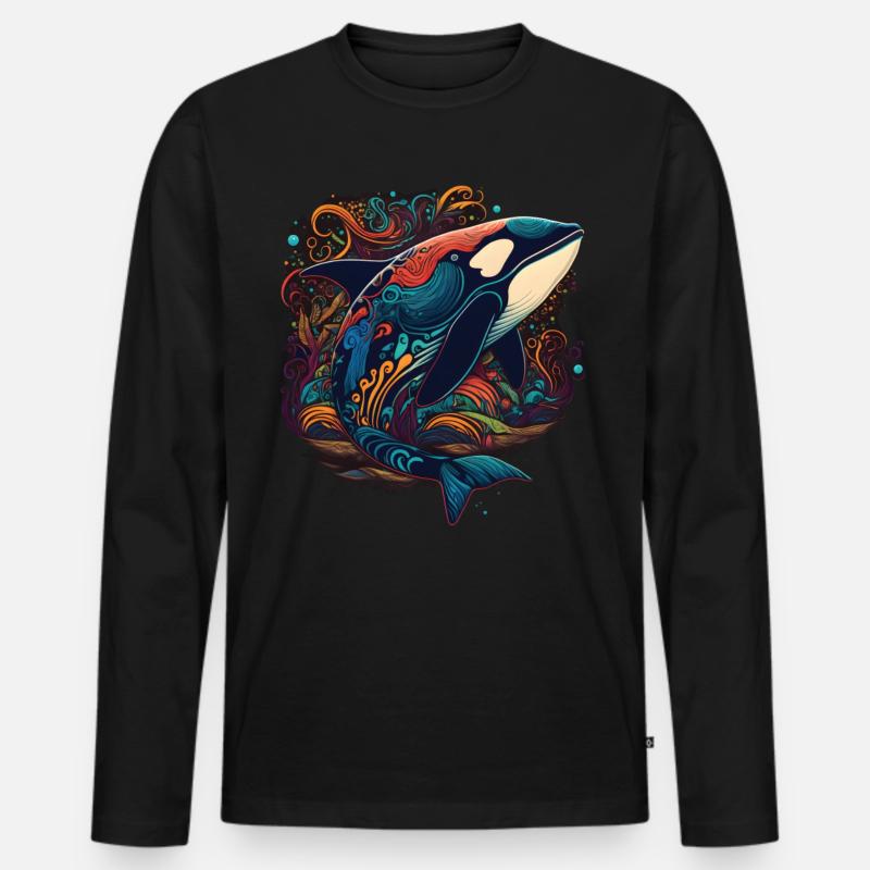 Bunter Schwertwal Wale beobachten Orca Wal - Männer Premium Bio Langarmshirt - Schwarz