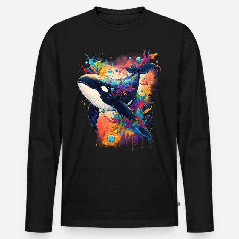Bunter Schwertwal Wale beobachten Orca Wal - Männer Premium Bio Langarmshirt - Schwarz