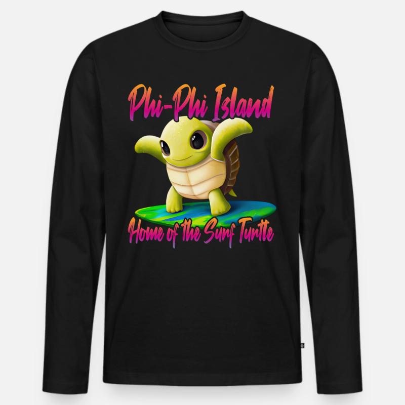Phi Phi Islands Surf Turtle - Men's Premium Organic Long Sleeve Shirt - black