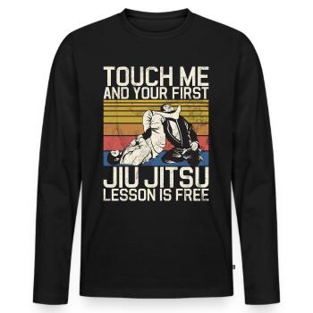 Jiu Jitsu Arts Martiaux Kung Fu & Karaté Jiu Jitsu - T-shirt manches longues Premium bio Homme - noir - Devant - Nico (187cm)
