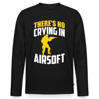 Drôle d’airsoft Dicton Hommes Softair Equipment - T-shirt manches longues Premium bio Homme - noir - Devant - Nico (187cm)