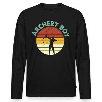 Retro Bogenschießen Bogenschütze Zielscheibe - Männer Premium Bio Langarmshirt - Schwarz - Vorne - Nico (187cm)