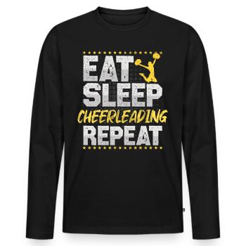 Cheerleading Eat Sleep Répétez Pompon Cheerleading - T-shirt manches longues Premium bio Homme - noir - Devant - Nico (187cm)