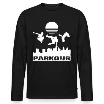 Parkour - T-shirt manches longues Premium bio Homme - noir - Devant - Nico (187cm)