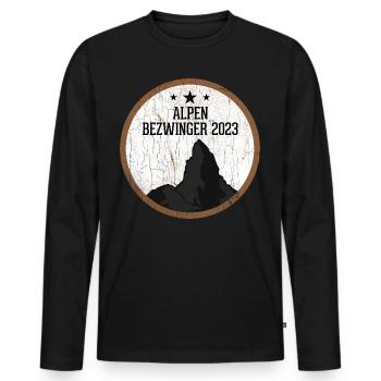 Alpenbezwinger 2023 Alpenüberquerung Finisher - Männer Premium Bio Langarmshirt - Schwarz - Vorne - Nico (187cm)