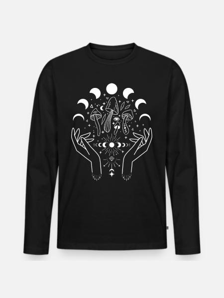 Boho Pilze Cottage Core Aesthetic Goblincore - Männer Premium Bio Langarmshirt - Schwarz