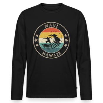 Maui Surfing Clothes Maui Accessories Hawaii - Men's Premium Organic Long Sleeve Shirt - black - Front - Nico (187cm)