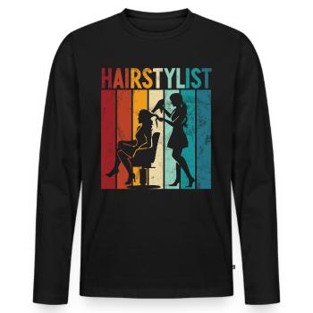Coiffeur cool Saying Hair Whisperer Coiffeur - T-shirt manches longues Premium bio Homme - noir - Devant - Nico (187cm)