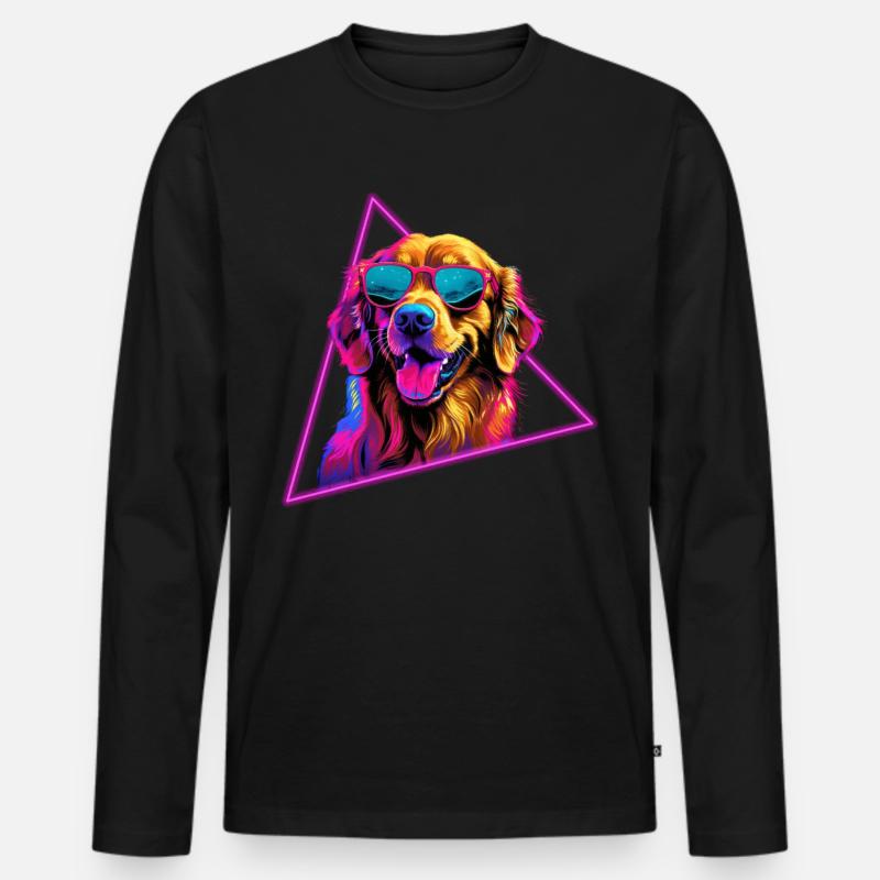 Labrador Retriever mit Sonnenbrille - Männer Premium Bio Langarmshirt - Schwarz