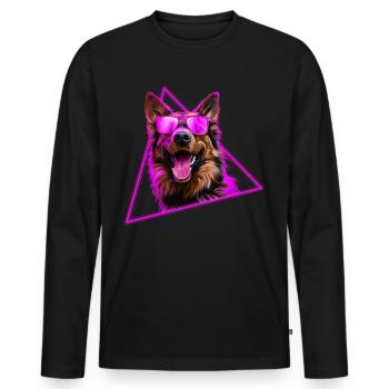 Deutscher Schäferhund mit Sonnenbrille - Männer Premium Bio Langarmshirt - Schwarz - Vorne - Nico (187cm)
