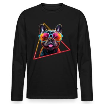 French Bulldog With Sunglasses - Men's Premium Organic Long Sleeve Shirt - black - Front - Nico (187cm)
