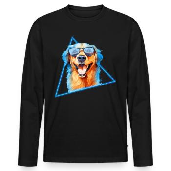 Golden Retriever With Sunglasses - Men's Premium Organic Long Sleeve Shirt - black - Front - Nico (187cm)