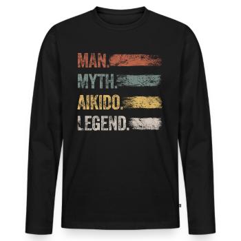 Die Aikido Legende Retro Kampfkunst Herren Aikido - Männer Premium Bio Langarmshirt - Schwarz - Vorne - Nico (187cm)