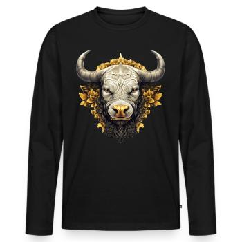 Kunstvoller Bulle - Männer Premium Bio Langarmshirt - Schwarz - Vorne - Nico (187cm)