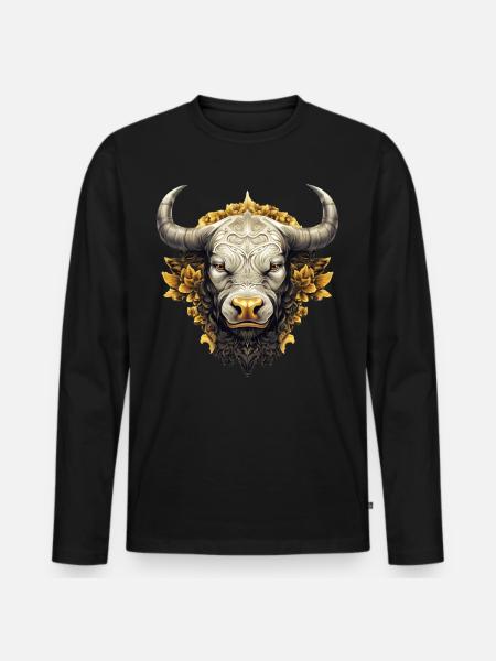 Kunstvoller Bulle - Männer Premium Bio Langarmshirt - Schwarz