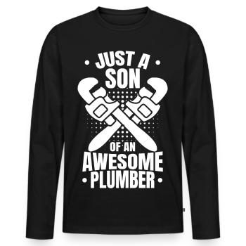 Plumber Boy - Men's Premium Organic Long Sleeve Shirt - black - Front - Nico (187cm)
