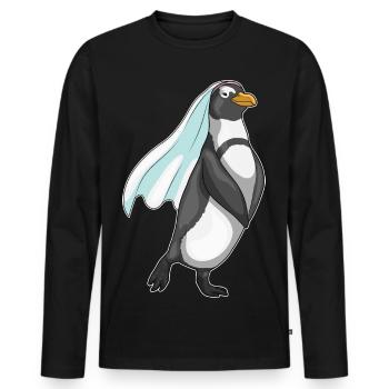 Penguin Bridal Veil Wedding - Men's Premium Organic Long Sleeve Shirt - black - Front - Nico (187cm)
