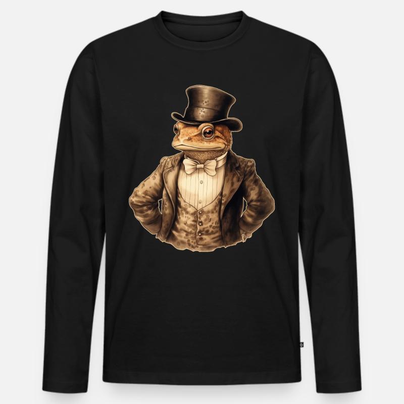 Frosch Steampunk - Männer Premium Bio Langarmshirt - Schwarz