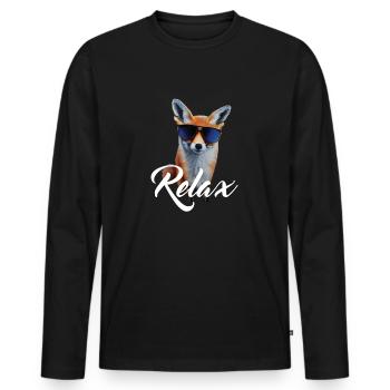 Renard cool - T-shirt manches longues Premium bio Homme - noir - Devant - Nico (187cm)