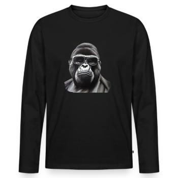 Gorille cool - T-shirt manches longues Premium bio Homme - noir - Devant - Nico (187cm)