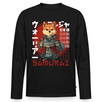 Samurai Dog Kawaii Japanese Ninja Shiba Inu - Men's Premium Organic Long Sleeve Shirt - black - Front - Nico (187cm)