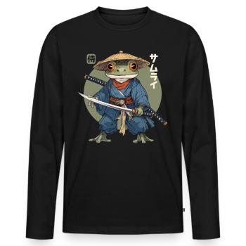 Samurai Frog Kawaii Japanische Ninja Frosch - Männer Premium Bio Langarmshirt - Schwarz - Vorne - Nico (187cm)
