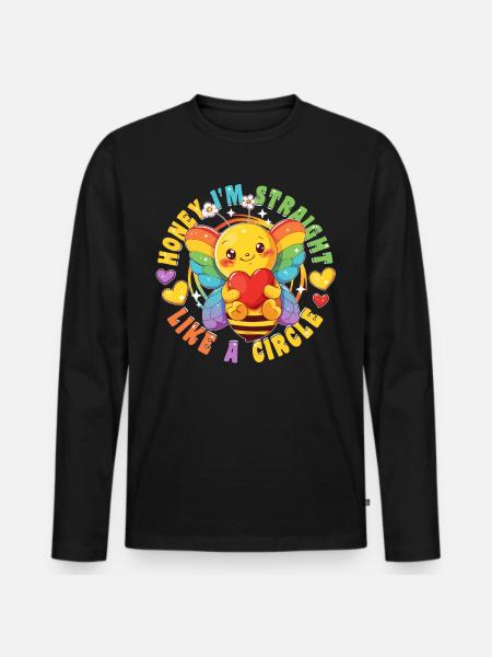 Süße Biene Regenbogen LGBTQ Community Retro 80s - Männer Premium Bio Langarmshirt - Schwarz
