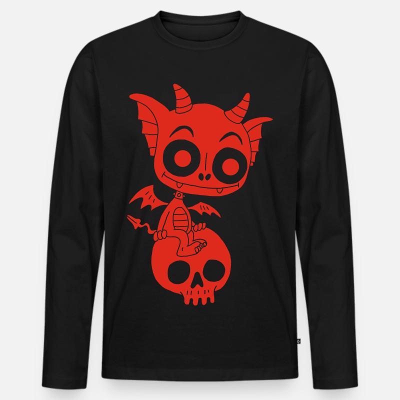 Kleiner roter Dämon ruht - Männer Premium Bio Langarmshirt - Schwarz