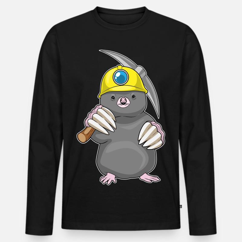 Mole Miner Pickaxe Mining - Men's Premium Organic Long Sleeve Shirt - black