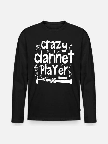 Crazy clarinet player - Men's Premium Organic Long Sleeve Shirt - black