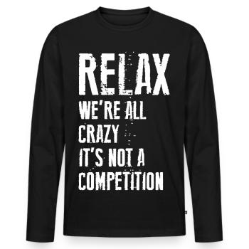 relax crazy mad - Men's Premium Organic Long Sleeve Shirt - black - Front - Nico (187cm)