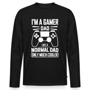Gamer Dad T-Shirt – Funny Father's Day Gift - T-shirt manches longues Premium bio Homme - noir - Devant - Nico (187cm)