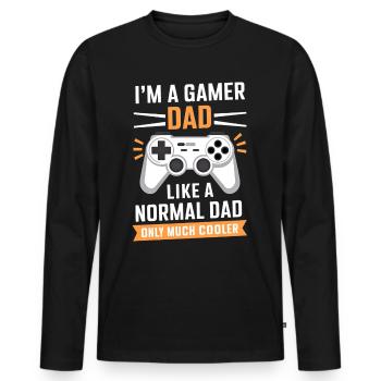 Gamer Dad T-Shirt – Funny Father's Day Gift - T-shirt manches longues Premium bio Homme - noir - Devant - Nico (187cm)