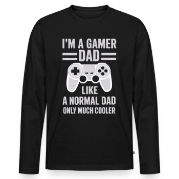 Gamer Dad T-Shirt – Funny Father's Day Gift - Men's Premium Organic Long Sleeve Shirt - black - Front - Nico (187cm)