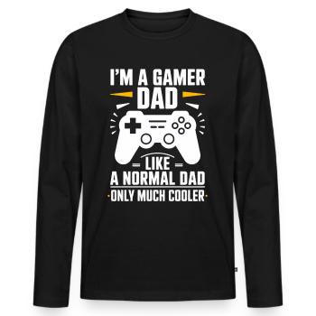 Gamer Dad T-Shirt – Funny Father's Day Gift - T-shirt manches longues Premium bio Homme - noir - Devant - Nico (187cm)