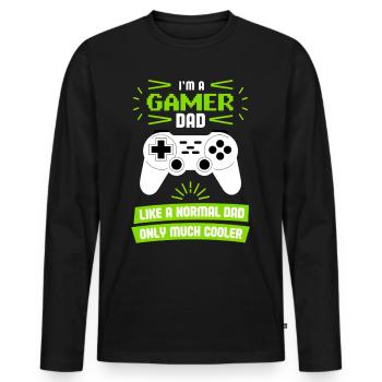 Gamer Dad T-Shirt – Funny Father's Day Gift - T-shirt manches longues Premium bio Homme - noir - Devant - Nico (187cm)