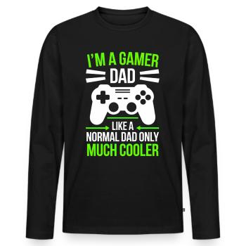 Gamer Dad T-Shirt – Funny Father's Day Gift - T-shirt manches longues Premium bio Homme - noir - Devant - Nico (187cm)