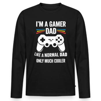 Gamer Dad T-Shirt – Funny Father's Day Gift - T-shirt manches longues Premium bio Homme - noir - Devant - Nico (187cm)