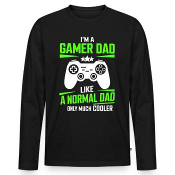 Gamer Dad T-Shirt – Funny Father's Day Gift - Men's Premium Organic Long Sleeve Shirt - black - Front - Nico (187cm)
