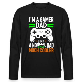 Gamer Dad T-Shirt – Funny Father's Day Gift - T-shirt manches longues Premium bio Homme - noir - Devant - Nico (187cm)