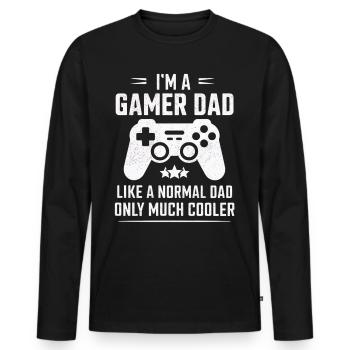 Gamer Dad T-Shirt – Funny Father's Day Gift - T-shirt manches longues Premium bio Homme - noir - Devant - Nico (187cm)