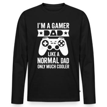Gamer Dad T-Shirt – Funny Father's Day Gift - T-shirt manches longues Premium bio Homme - noir - Devant - Nico (187cm)
