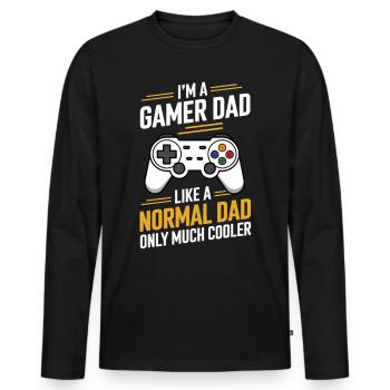 Gamer Dad T-Shirt – Funny Father's Day Gift - T-shirt manches longues Premium bio Homme - noir - Devant - Nico (187cm)